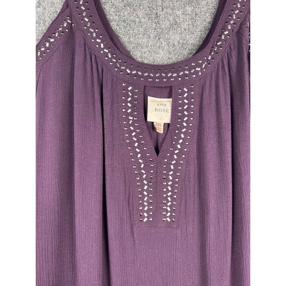 Knox Rose Purple Gauze Shift Dress XXL Cold Shoulder Studded Keyhole Boho Edgy - Picture 4 of 8